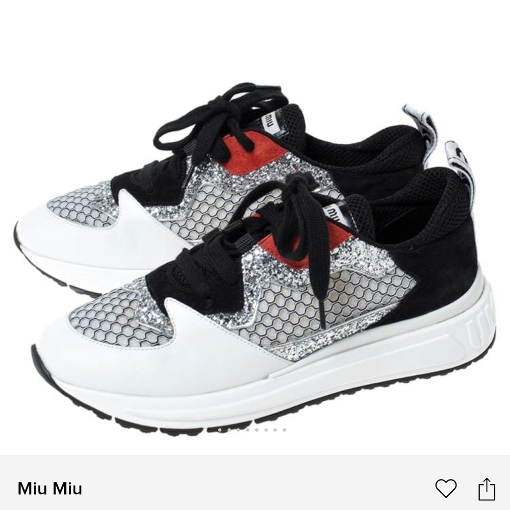 Miu Miu Designer Leather Sneakers